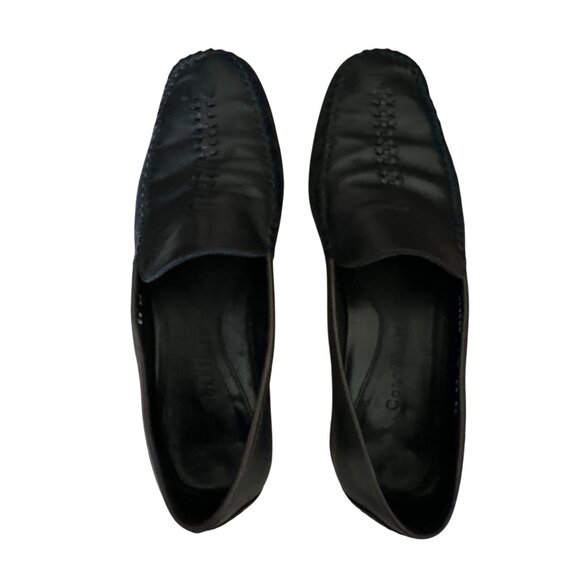 Cole Haan Black Leather Loafers Weave Stitching Slip-On Soft Leather Size 9 - Picture 4 of 6